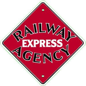 RAILWAY EXPRESS AGENCY PORCELAIN COAT SIGN METAL SIGNS