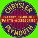CHRYSLER PLYMOUTH PORCELAIN COATED SIGN Ande Rooney