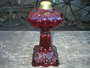 RUBY MINIATURE PRINCESS FEATHER OIL LAMP GLASS LAMPS F