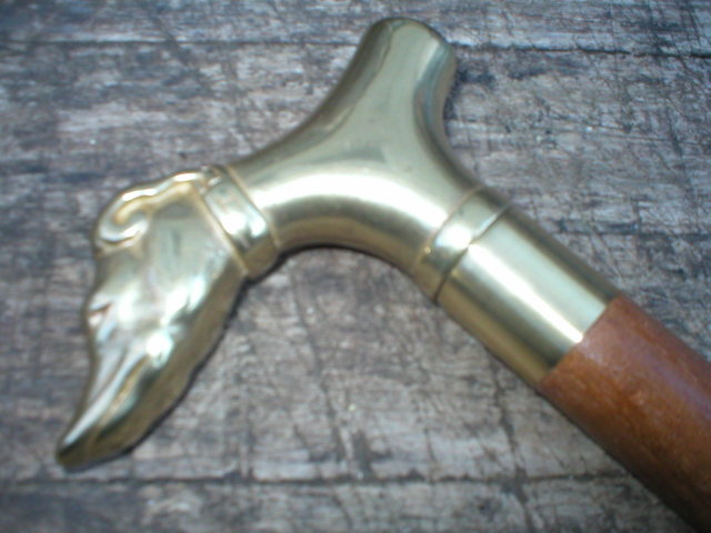 VINTAGE STYLE BRASS GREYHOUND CANE WALKING STICK G