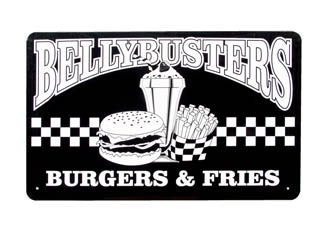 BELLY BUSTERS TIN SIGN BURGERS FRIES METAL SIGN