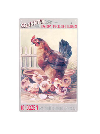 GRANNY'S FARM FRESH EGGS METAL SIGN