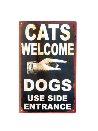 CATS WELCOME TIN METAL SIGN