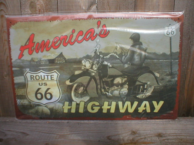 AMERICA'S HIGHWAY ROUTE 66 TIN SIGN