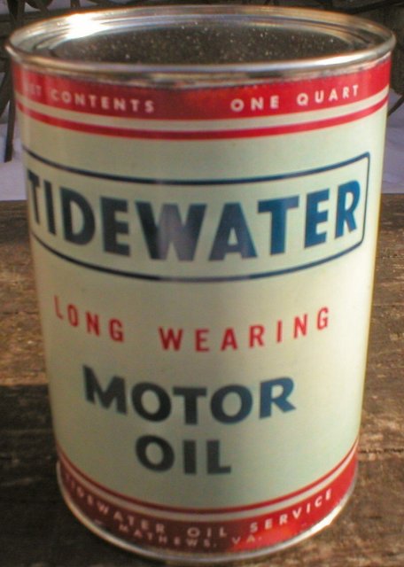 NEW TIDEWATER MOTOR OIL 32 FL. OZ. METAL CAN T