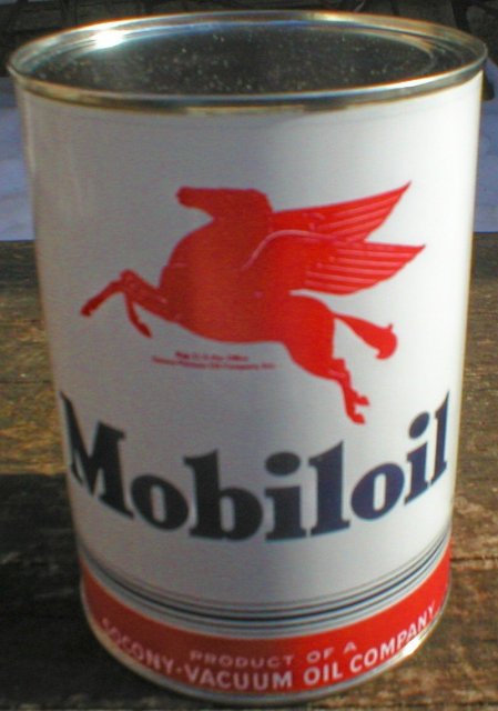 NEW MOBILOIL MOTOR OIL 32 FL. OZ. METAL CAN