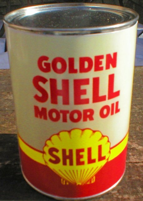 NEW GOLDEN SHELL MOTOR OIL 32 FL. OZ. METAL CAN
