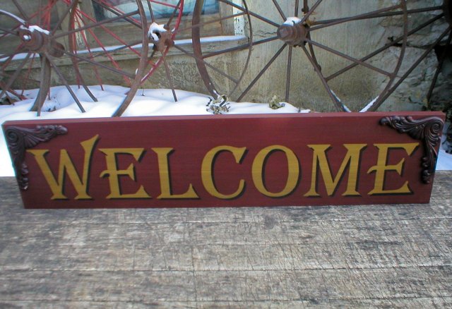 WOOD WELCOME SIGN HOME OFFICE DECK DECOR
