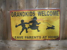 GRANDKIDS WELCOME TIN METAL SIGN