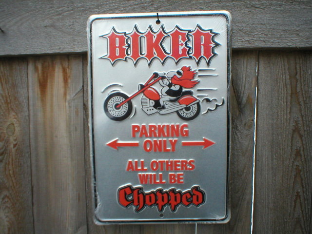 BIKER PARKING ONLY ALUMINUM SIGN METAL RETRO ADV SIGNS