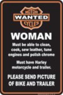 MOTORCYCLE WOMAN ALUMINUM SIGN METAL ADV SIGNS W