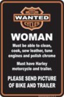 MOTORCYCLE WOMAN ALUMINUM SIGN METAL ADV SIGNS W
