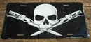SKULL HANDLEBARS LICENSE PLATE SIGN METAL ADV AD SIGNS