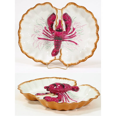 PORCELAIN LOBSTER NAUTICAL DISH