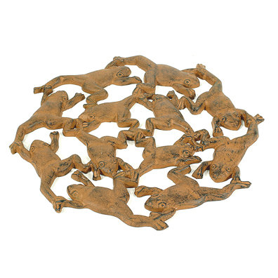 CAST IRON FROG STEPPING STONE GARDEN HOME DECK DECOR F