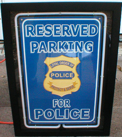 POLICE PARKING ONLY NEON CLOCK SIGN METAL SIGNS F