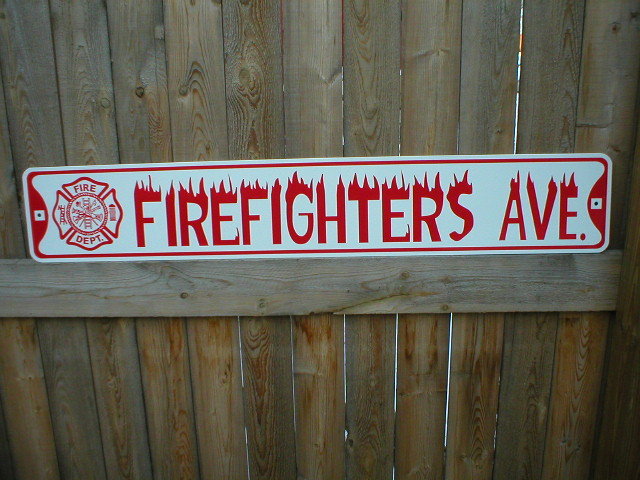 FIREFIGHTERS AVE BIKE BAR SIGN STREET SIGN L