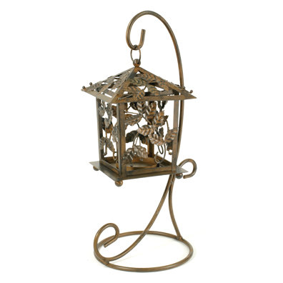 CAST IRON LANTERN & STAND IRONWARE PATIO DECK DECOR L