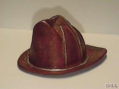 CAST IRON RED FIREMAN'S HAT DECORATIVE IRONWARE F
