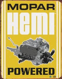 MOPAR HEMI POWERED ROUND TIN SIGN