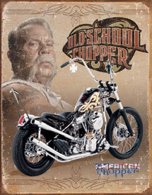 OLD SCHOOL CHOPPER TIN METAL SIGN