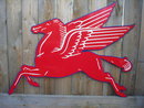 LARGE MOBILGAS PEGASUS HEAVY STEEL SIGN