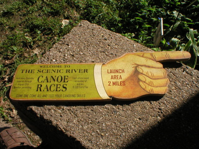 SCENIC RIVER CANOE RACES PRESSED WOOD SIGN ADV SIGNS C