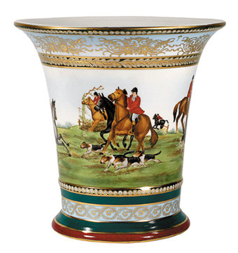 ENGLISH FOX & HOUND HUNT VASE HOME OFFICE DECOR F