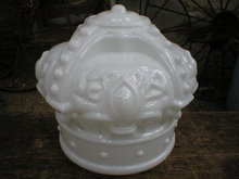 MILK GLASS CROWN GAS PUMP GLOBE