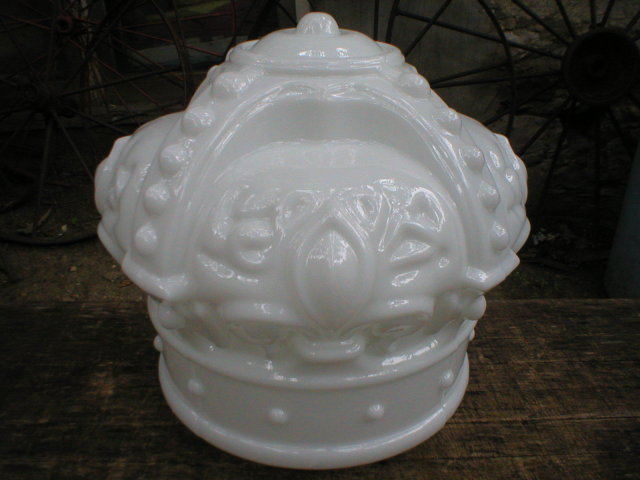 MILK GLASS CROWN GAS PUMP GLOBE