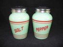ONE SET JADITE DECORATED SALT & PEPPER SHAKERS J