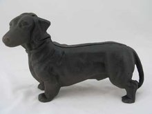 CAST IRON STANDING DACHSHUND BANK D