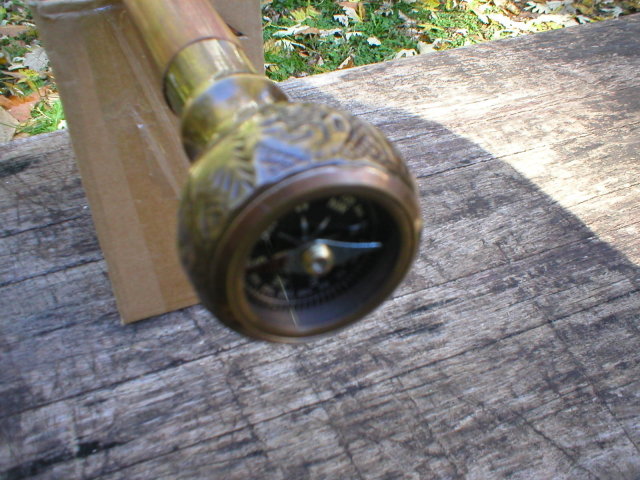 NEW WOOD SHAFT COMPASS CANE C