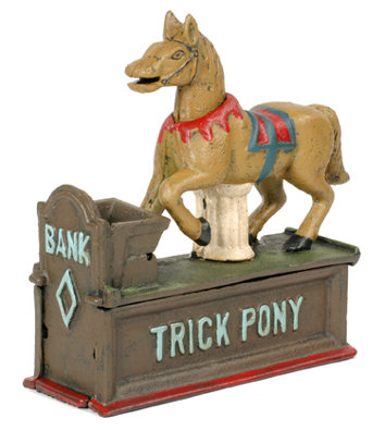CAST IRON TRICK PONY MECHANICAL BANK