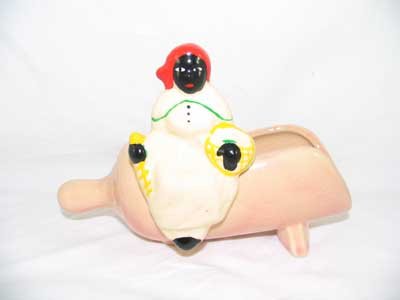 BLACK AMERICANA PORCELAIN PINK SCOOP W/MAMMY B