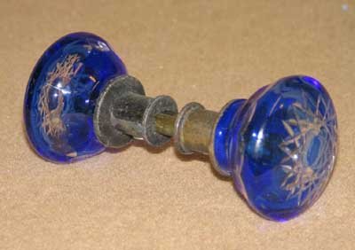 COBALT BLUE CUT TO CLEAR DOORKNOB C