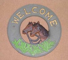 CAST IRON HORSE WELCOME SIGN H