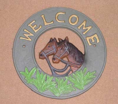 CAST IRON HORSE WELCOME SIGN H