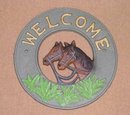 CAST IRON HORSE WELCOME SIGN H