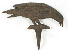 CAST IRON CROW YARD GARDEN STAKE IRONWARE DECOR C