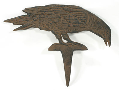CAST IRON CROW YARD GARDEN STAKE IRONWARE DECOR C