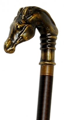 BRONZE FINISH HORSE HANDLE CANE WALKING STICK H