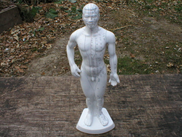PORCELAIN ACUPUNCTURE MAN STATUE UNIQUE DECOR A