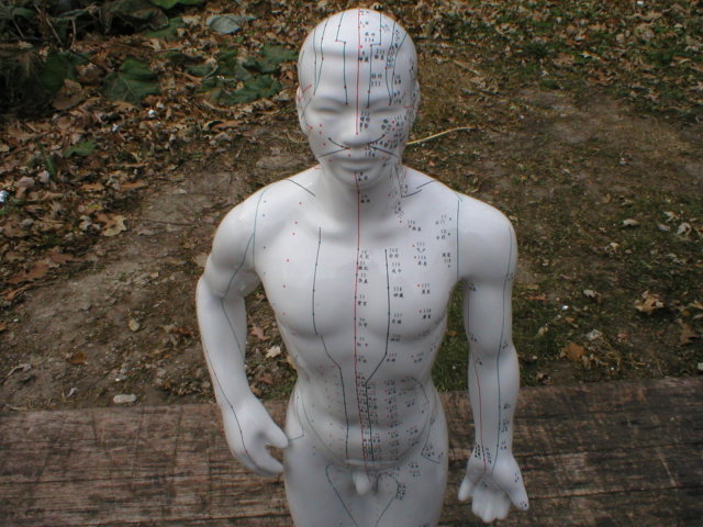 PORCELAIN ACUPUNCTURE MAN STATUE UNIQUE DECOR A
