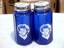 SHIRLEY TEMPLE COBALT SALT PEPPER SHAKERS ONE SET