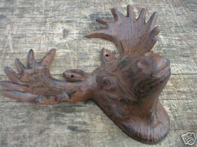 MOOSE HEAD WALL HANGER CAST IRON