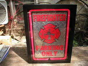 FIREFIGHTER PARKING ONLY NEON SIGN HOME GARAGE SHOP DECOR F