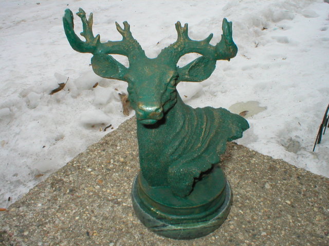 BRONZE LOOK DEER ON MARBLE BASE HOME DEN DECOR D