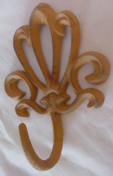 TWO CAST IRON FRENCH STYLE RUSTIC WALL HOOKS F