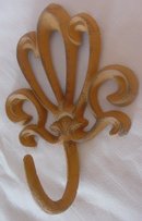 TWO CAST IRON FRENCH STYLE RUSTIC WALL HOOKS F